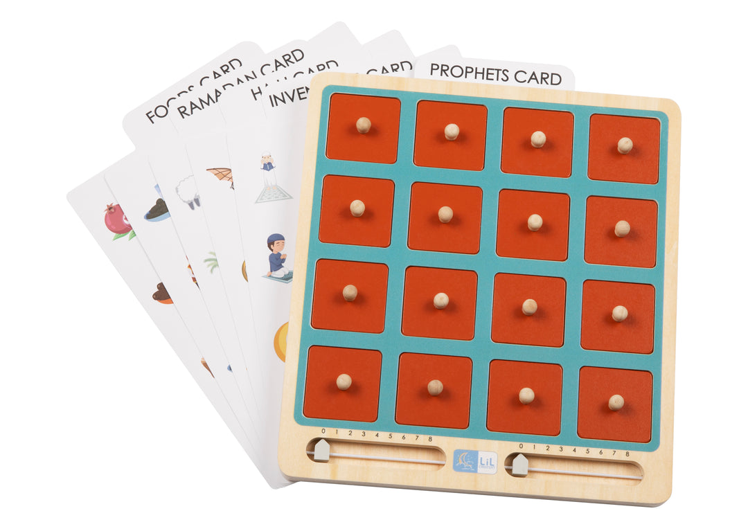 Lil Crescent Muslim Memory Game interchangeable Hajj and Ramadan themed Islamic card set — six themed sets included covering key pillars of Islam