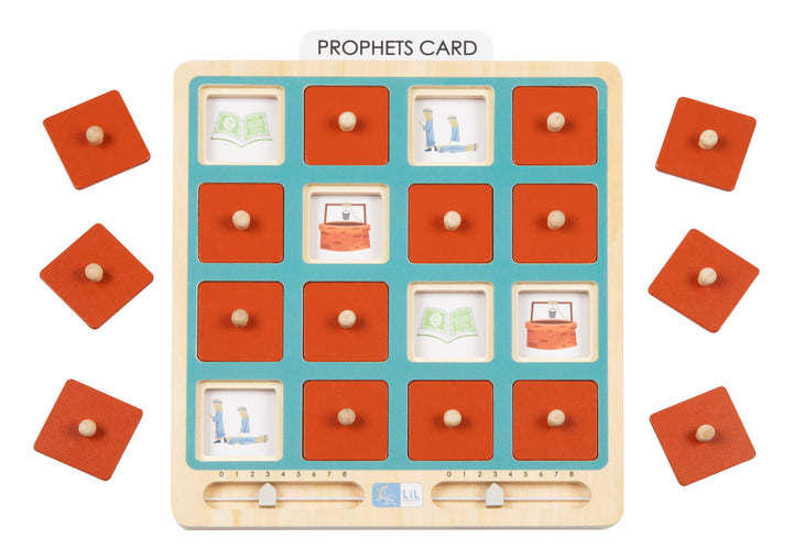 Lil Crescent Muslim Memory Game built-in wooden counting and scoring sliders — tracks each player's matched pairs during Islamic memory game play
